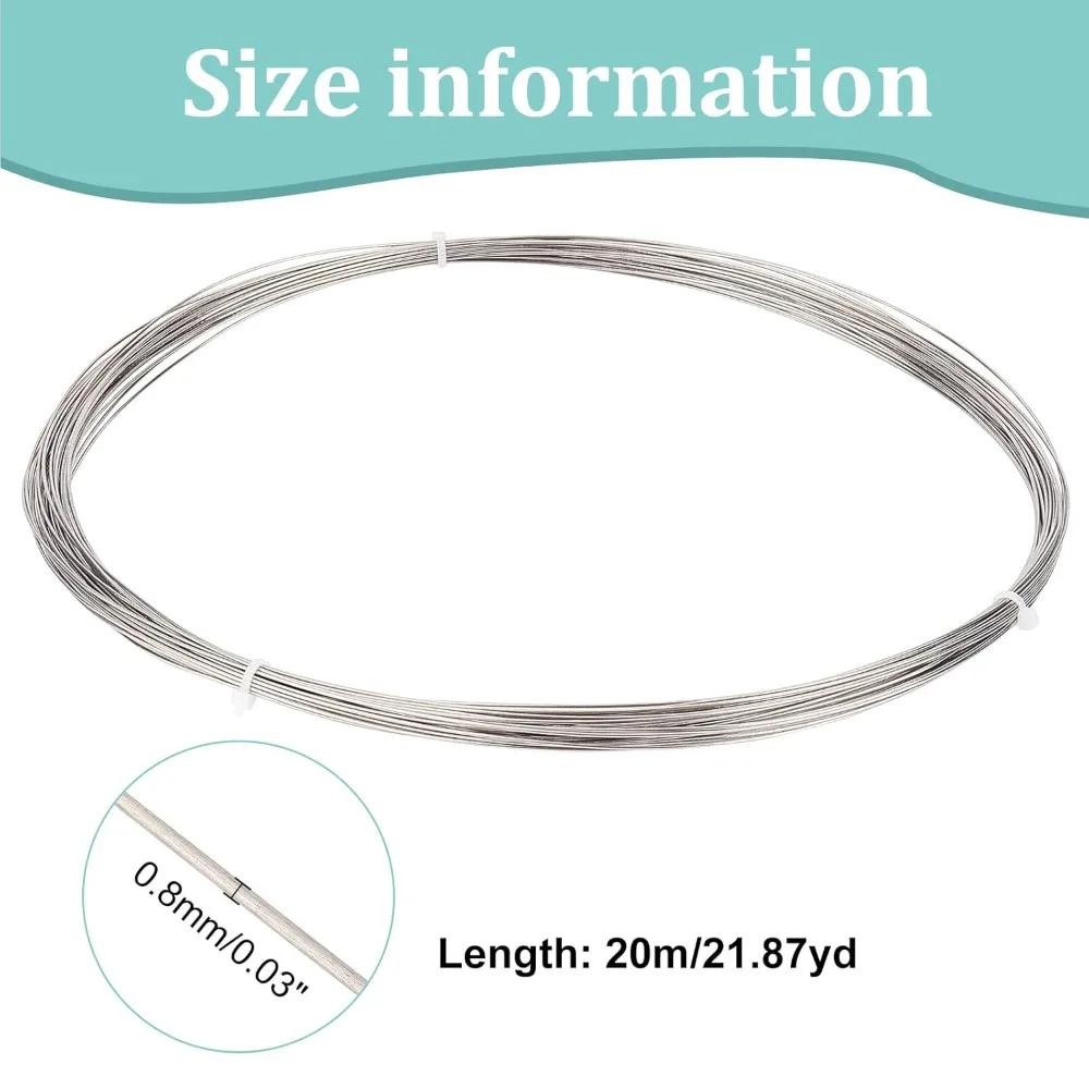 20 Gauge Titanium Wire Round Beading Wire, 65.5 Feet Soft Welding Wire Round Craft Jewelry Wire for Jewelry Bracelets Making