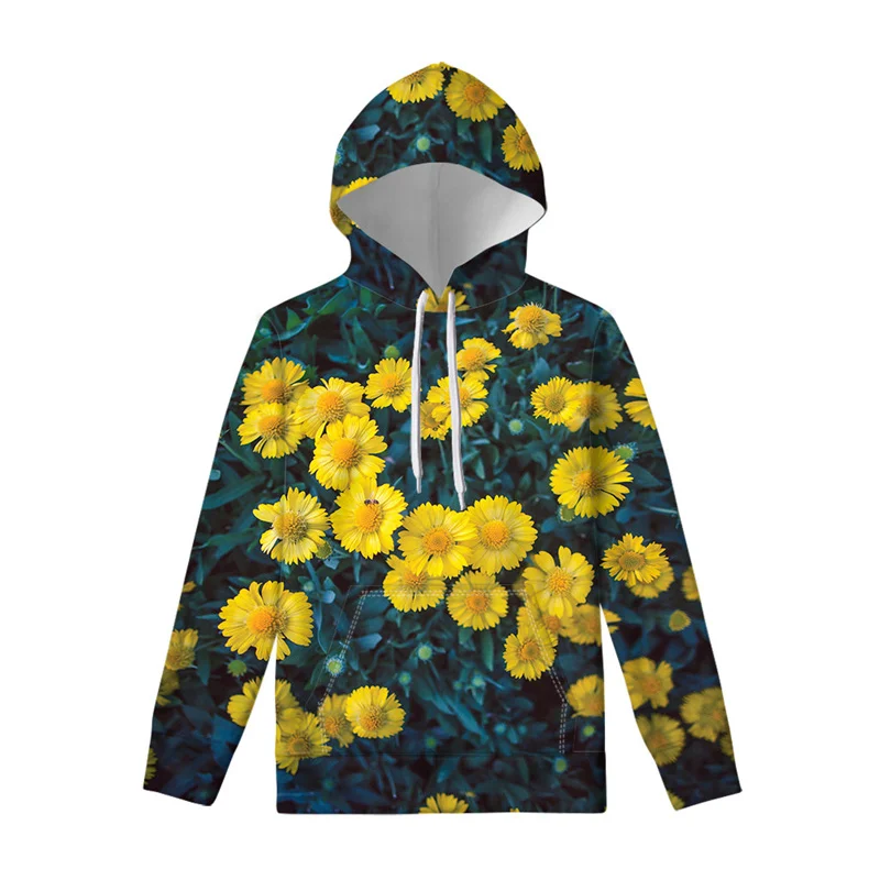 2024 Daisy Flower 3D Print Hoodies Men Women Fashion Spring Autumn New Casual Sweatshirts Oversized Hoodie Pullovers  Clothing