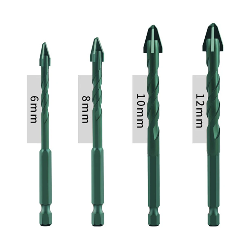 2pcs 6/8/10/12mm Green Eccentric Drill Bit Concrete Drill Bit Set For Tile Brick Plastic Wood Power Tool Accessories