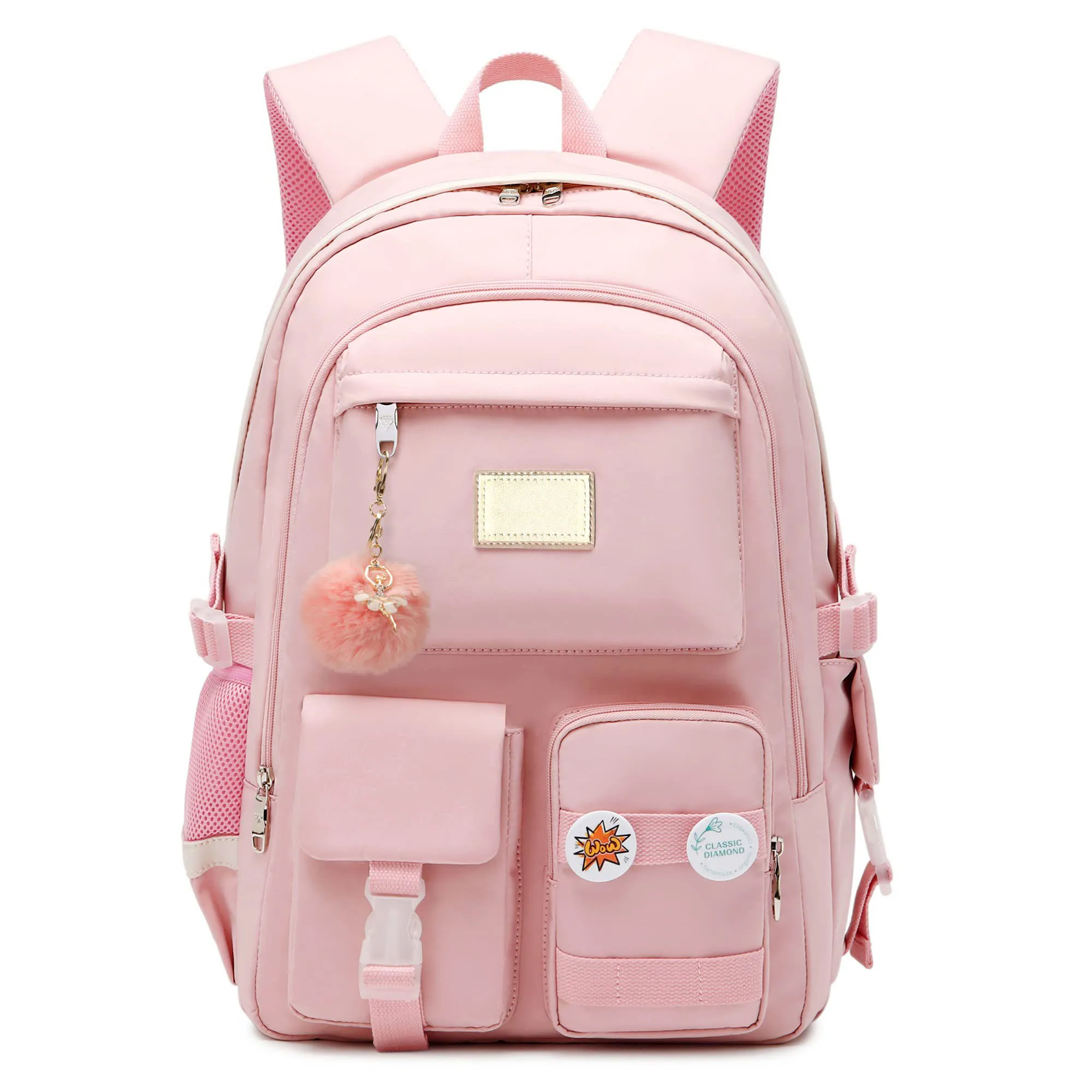 Sac à dos de voyage antivol rose pour adolescentes et étudiantes, cartable d'école, grands cartables, 15.6 po