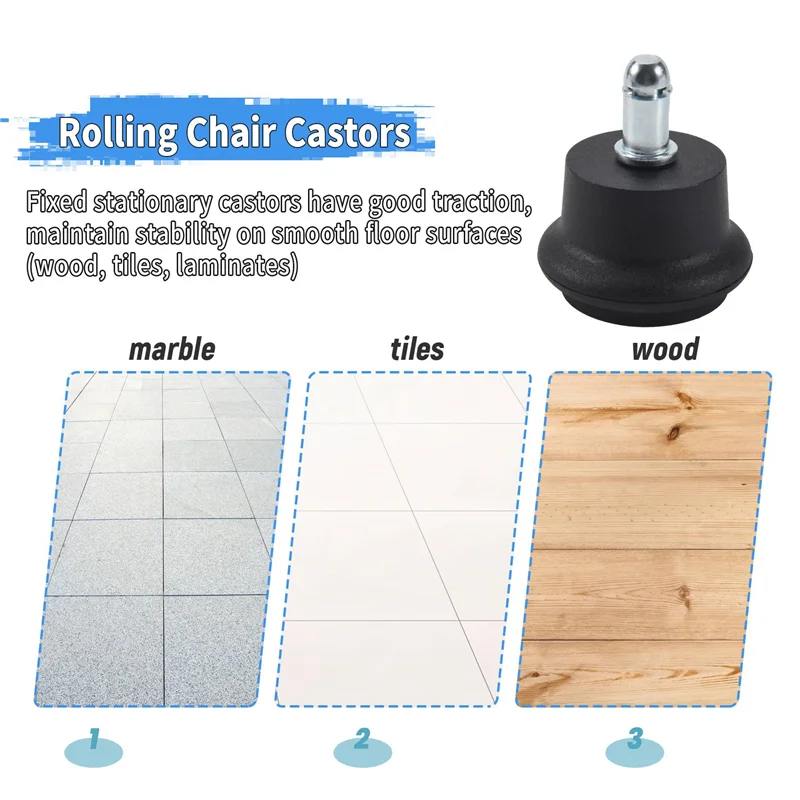 ABGR-5Pcs جرس ينزلق استبدال كرسي المكتب أو عجلات عجلات دوارة للبراز إلى عجلات ثابتة ثابتة، عجلات كرسي المكتب
