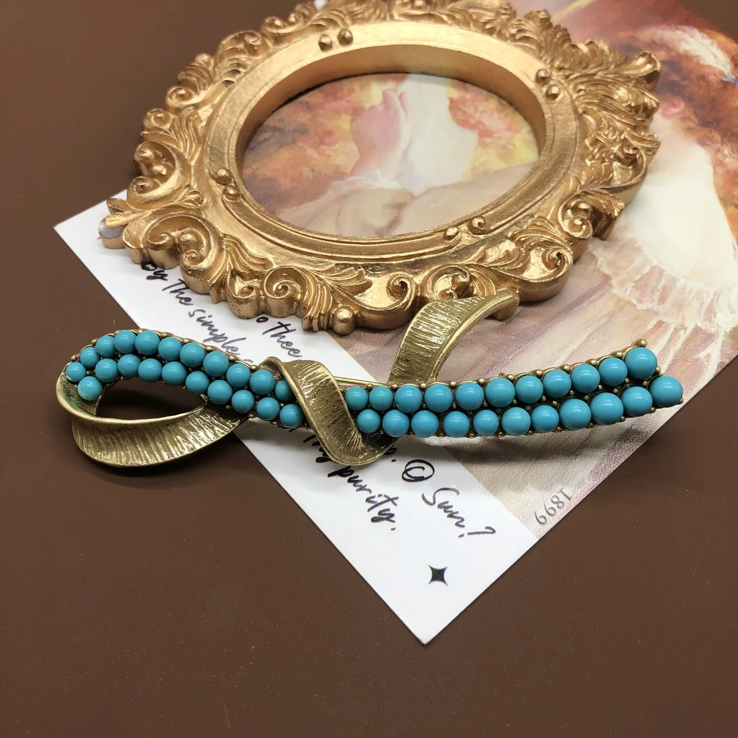 Collar retro de moda Medieval con cuentas turquesas, collar de estilo bohemio multicapa, broche, joyería