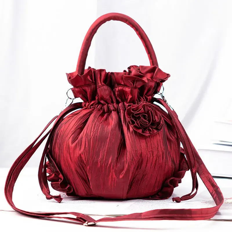 

Joker Retro Flower Cloth Bag Ethnic Wind Handbag Female Mother Goes Out with A Shoulder Bag Top-Handle Bags Bucket Bags WT277
