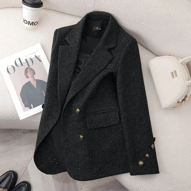 2025 Fashion Autumn New Temperament Suit Jacket Women Red  Coat Slim Korean All-Match Double-Breasted Outwear Female Blazer
