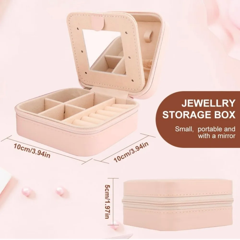 ส่วนบุคคลกํามะหยี่กล่องเครื่องประดับกระจก Double Layer Custom กระเป๋าเดินทางงานแต่งงานโปรดปรานเพื่อนเจ้าสาวของขวัญวันเกิดสําหรับแม่