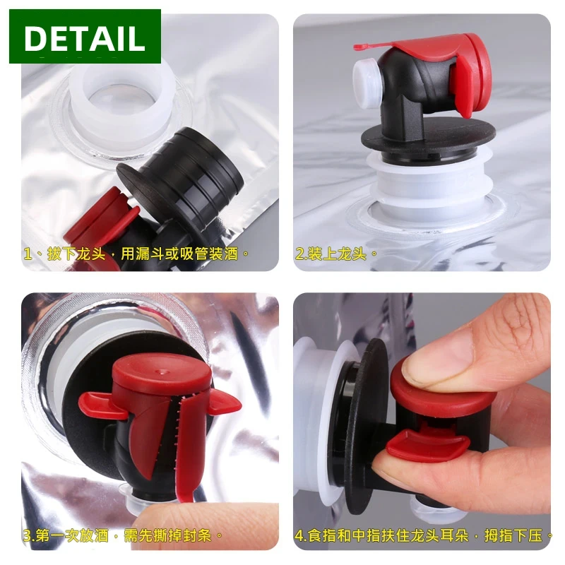 10pcs Fruit Juice Beverage Wine Preservation Bag Butterfly Valve with Faucet Aluminum Foil 15/20L Leak Proof Liquid Storage Bags