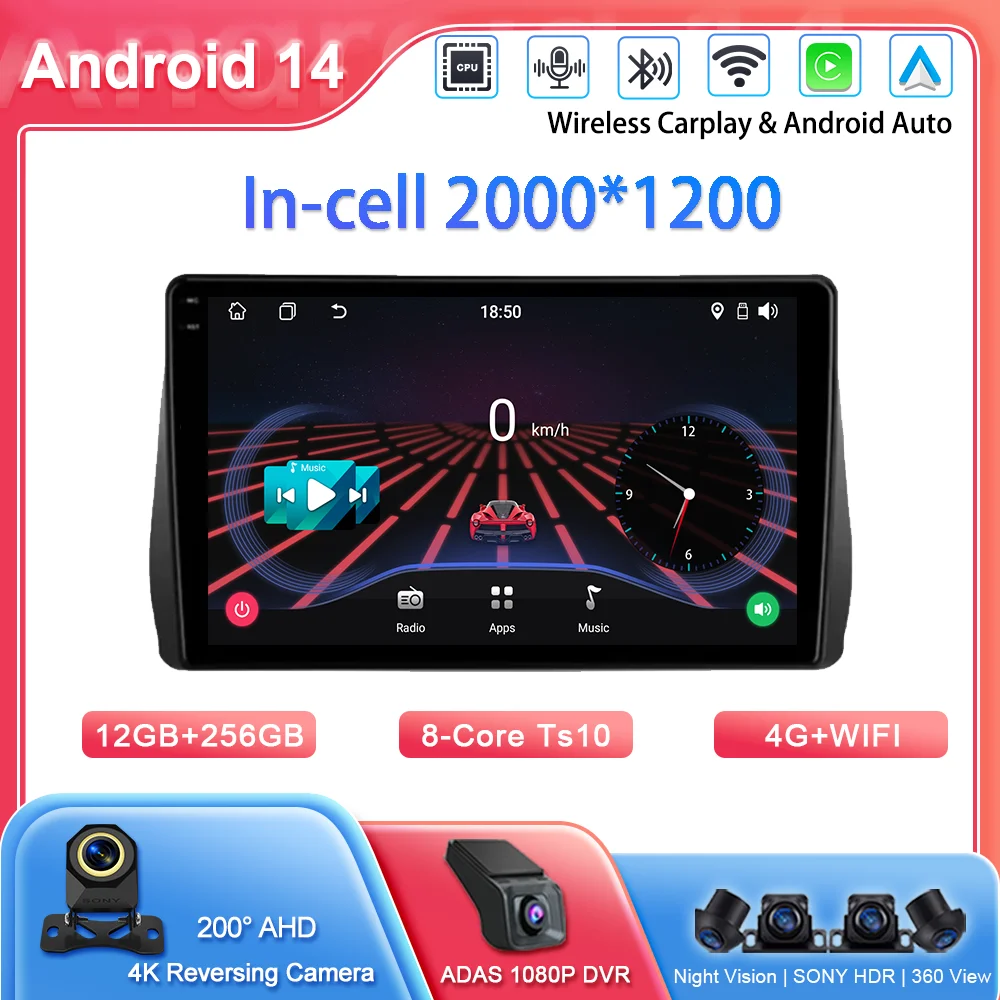 

Автомобильный Android Auto Carplay головное устройство для Toyota Wish 2010-2018 автомобильный радиоприемник видео мультимедийный плеер GPS-навигация 4G + WIFI 2DIN DVD