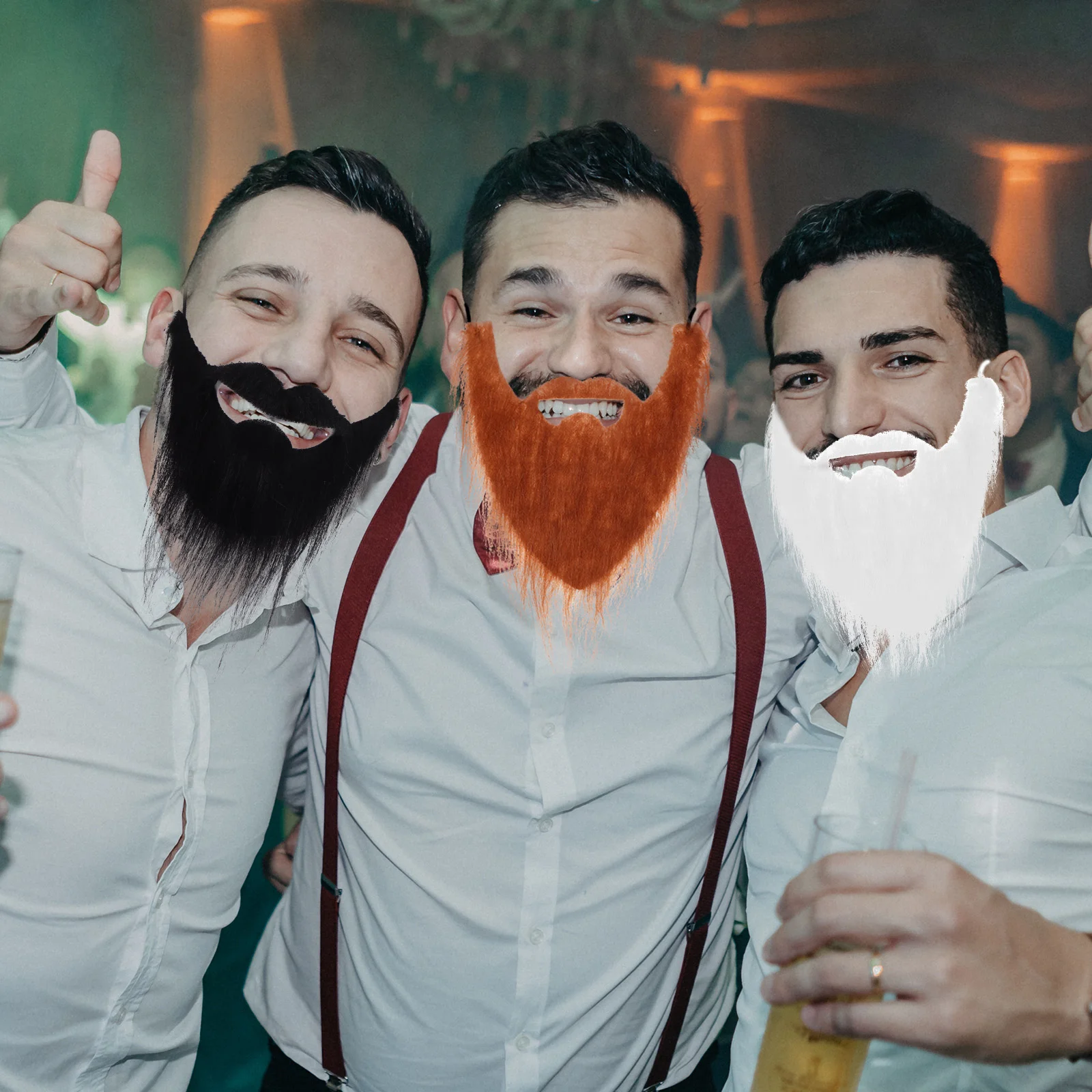 8 Uds traje de barba disfraz de Papá Noel bigote falso accesorios de maquillaje Cosplay Halloween fibra química hombre divertido