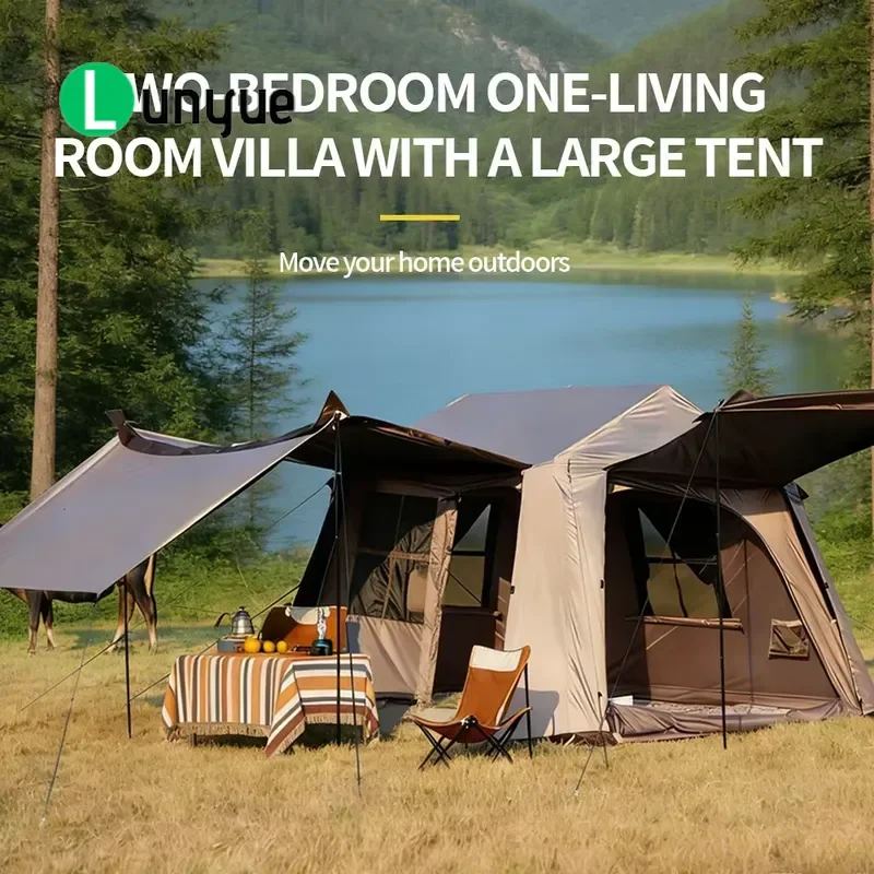Luxury 2 Room 1 Living Room Camping Tent Four Seasons Waterproof Windproof UV Protection Automatic Setup Oxford Cloth Outdoor