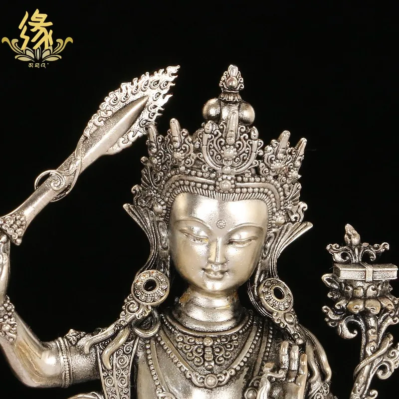 Tibetan Manjushri Buddha statue ornament Tibetan tantra home living room retro temple hall worshiping god statue seated bronze s