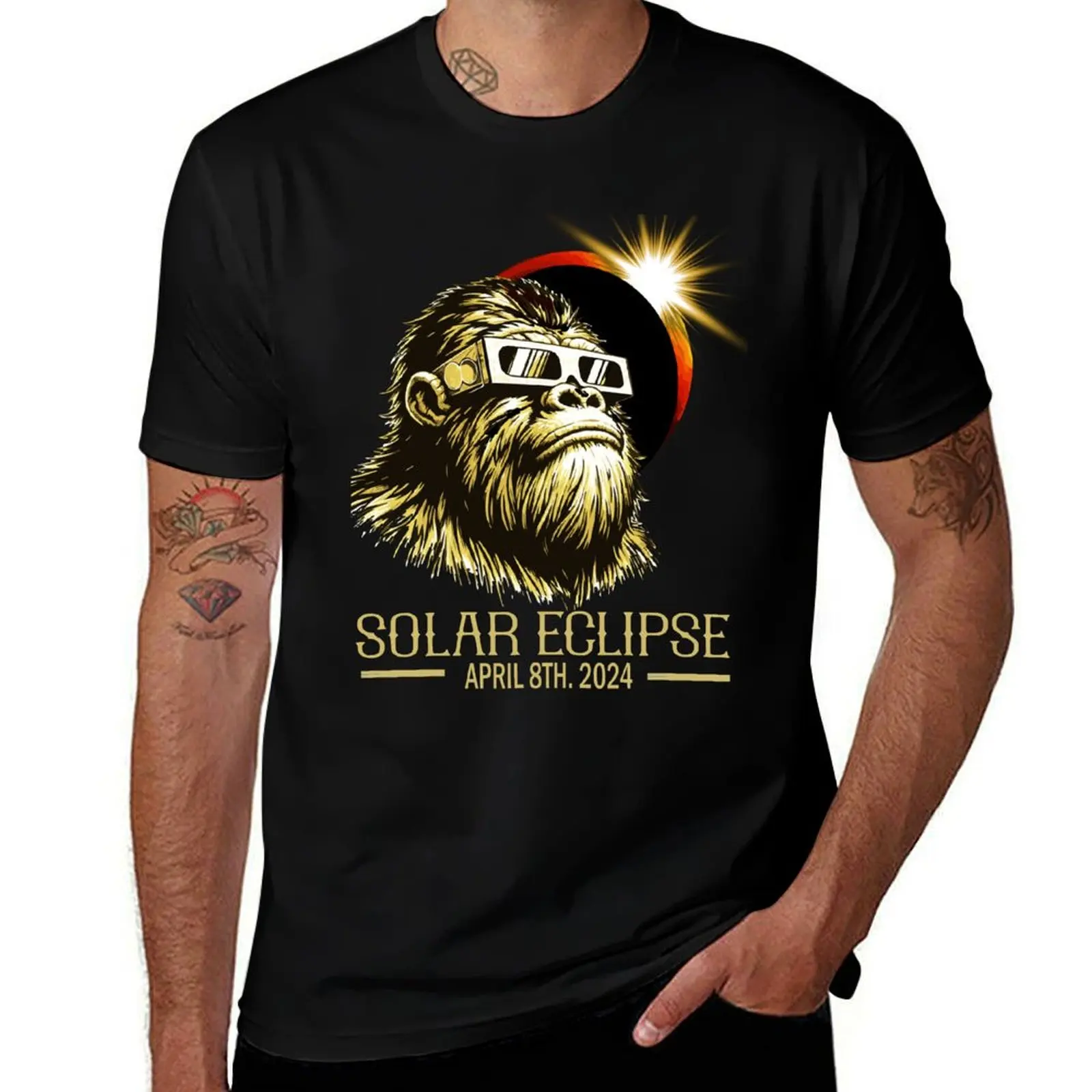 

Big Foot Solar Eclipse 2024 T-Shirt for a boy Aesthetic clothing animal prinfor boys aesthetic clothes men t shirts high quality