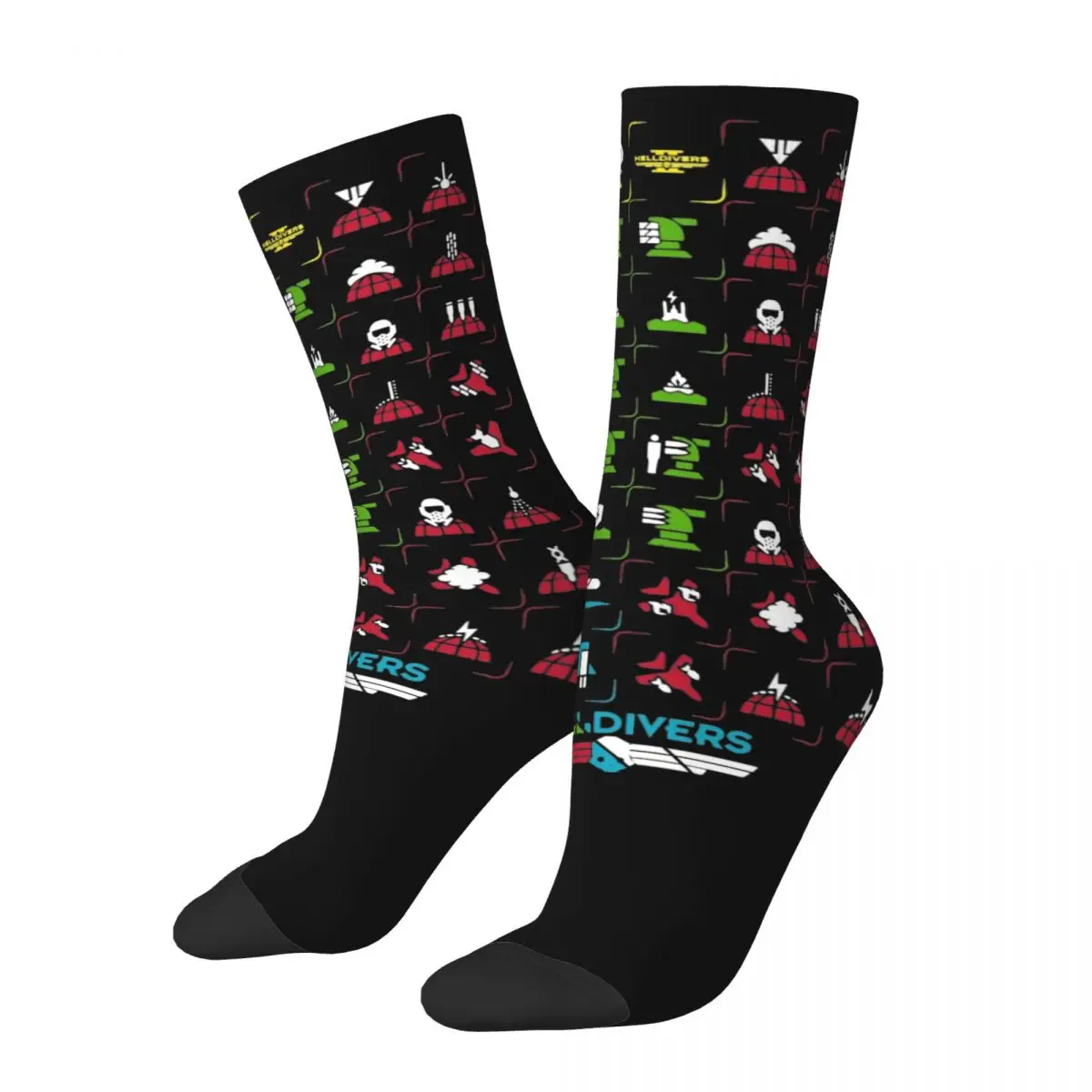 Colorful Helldivers Stratagem Icon Soccer Socks Polyester Middle Tube Socks for Unisex Non-slip