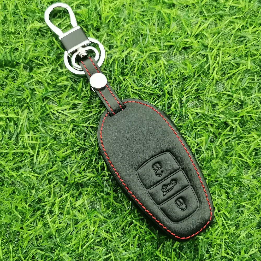 

Leather Car Key Cover Case Shell Fob Holder Keychain For VW Volkswagen Touareg 2017 2018 2019 2020 2021 Protector Accessories