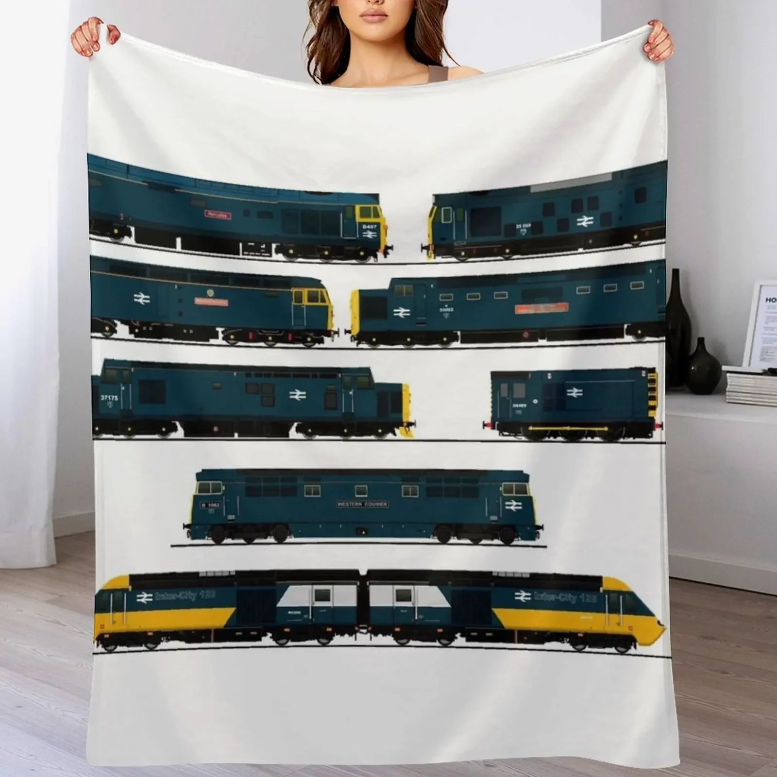 BRITISH RAIL LOCOMOTIVES Throw Blanket No Pilling Soft Warm Blanket for Bed