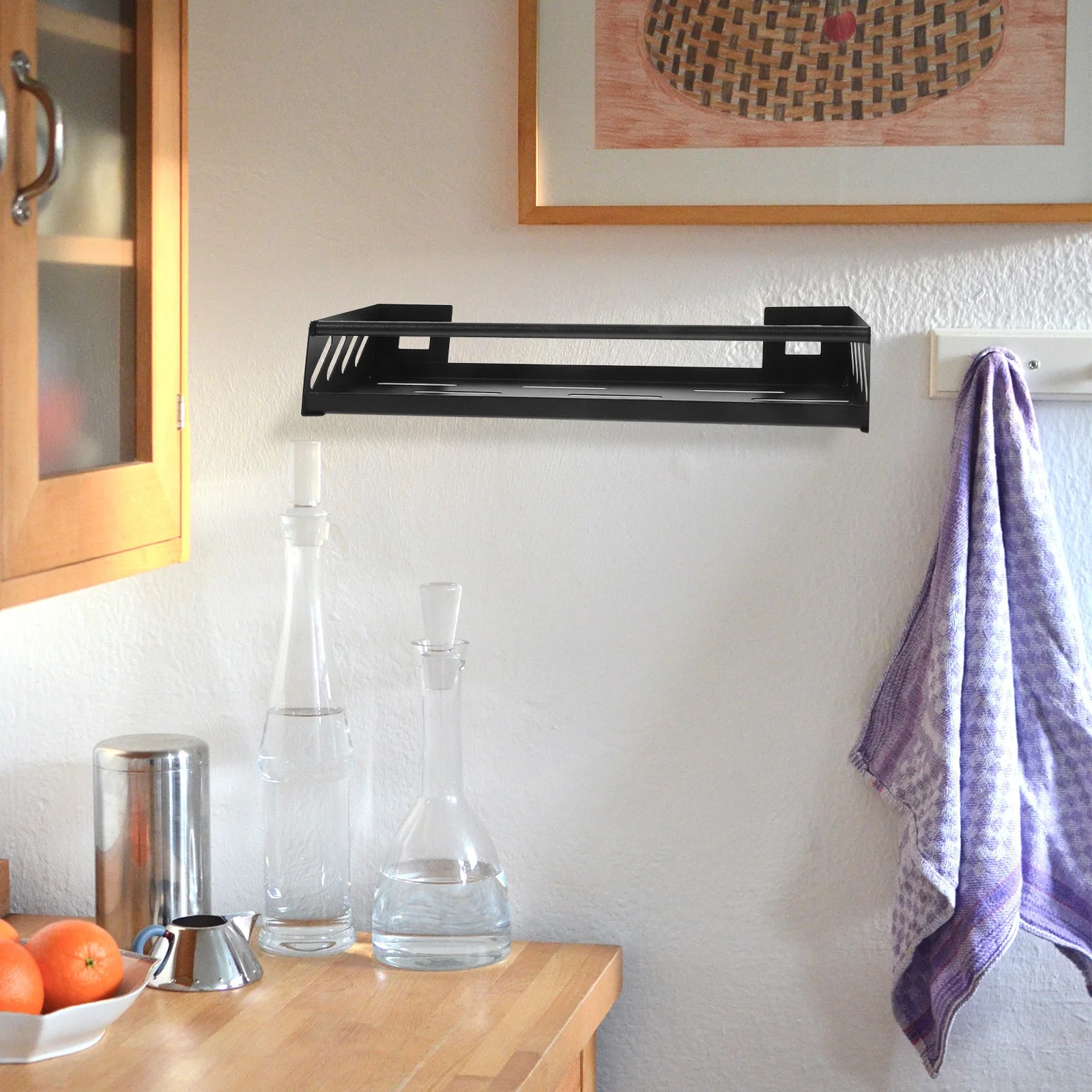 

Wall Mount Spice Rack Black Aluminum Condiment ganizer Material Easy Install Storage Shelf Rack Kitchen Seasoning