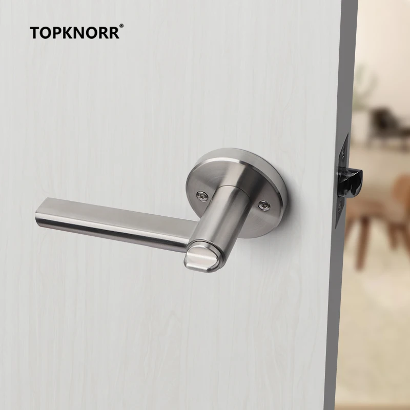 304 Stainless Steel Three-pole Handle Lock Single Tongue Bathroom Interior Door Lock Aisle Fire Door Door Lock With Key