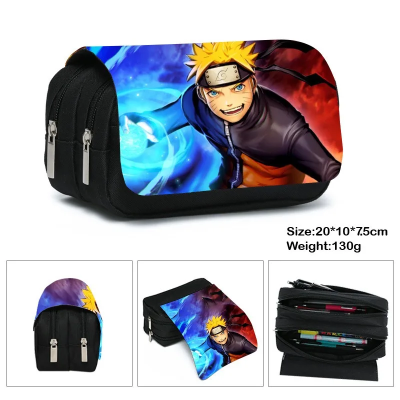Naruto New 2025 Pen Case Anime Cartoon Sasuke Character Printing Fashion Student Stationery Box School Supplies Holiday Gifts