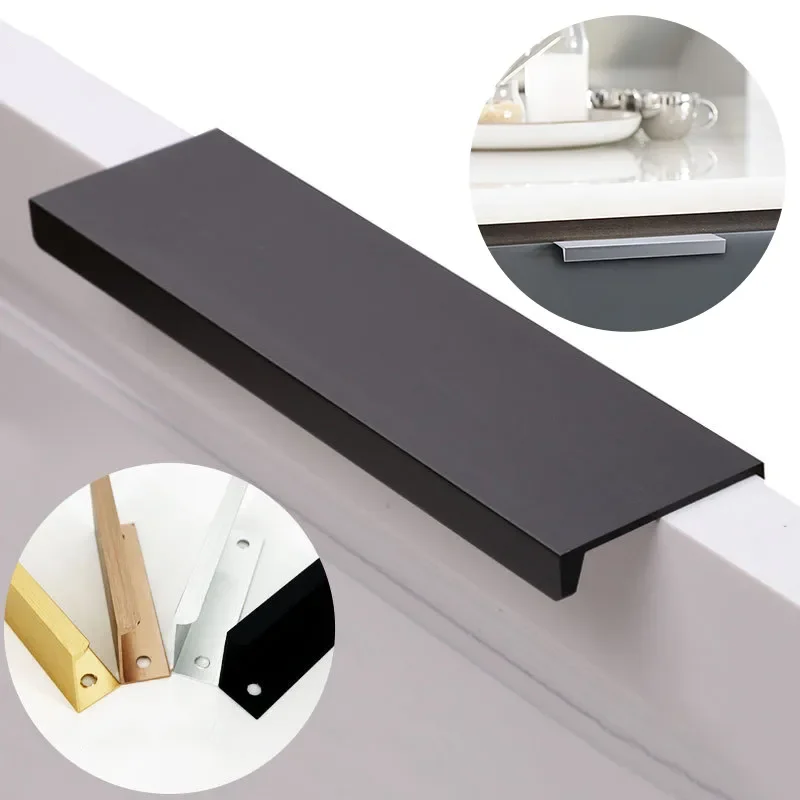 

Black Hidden Cabinet Handles, Aluminum Alloy Kitchen Handles, Cupboard Pulls, Drawer Knobs, Furniture Room Door Hardware