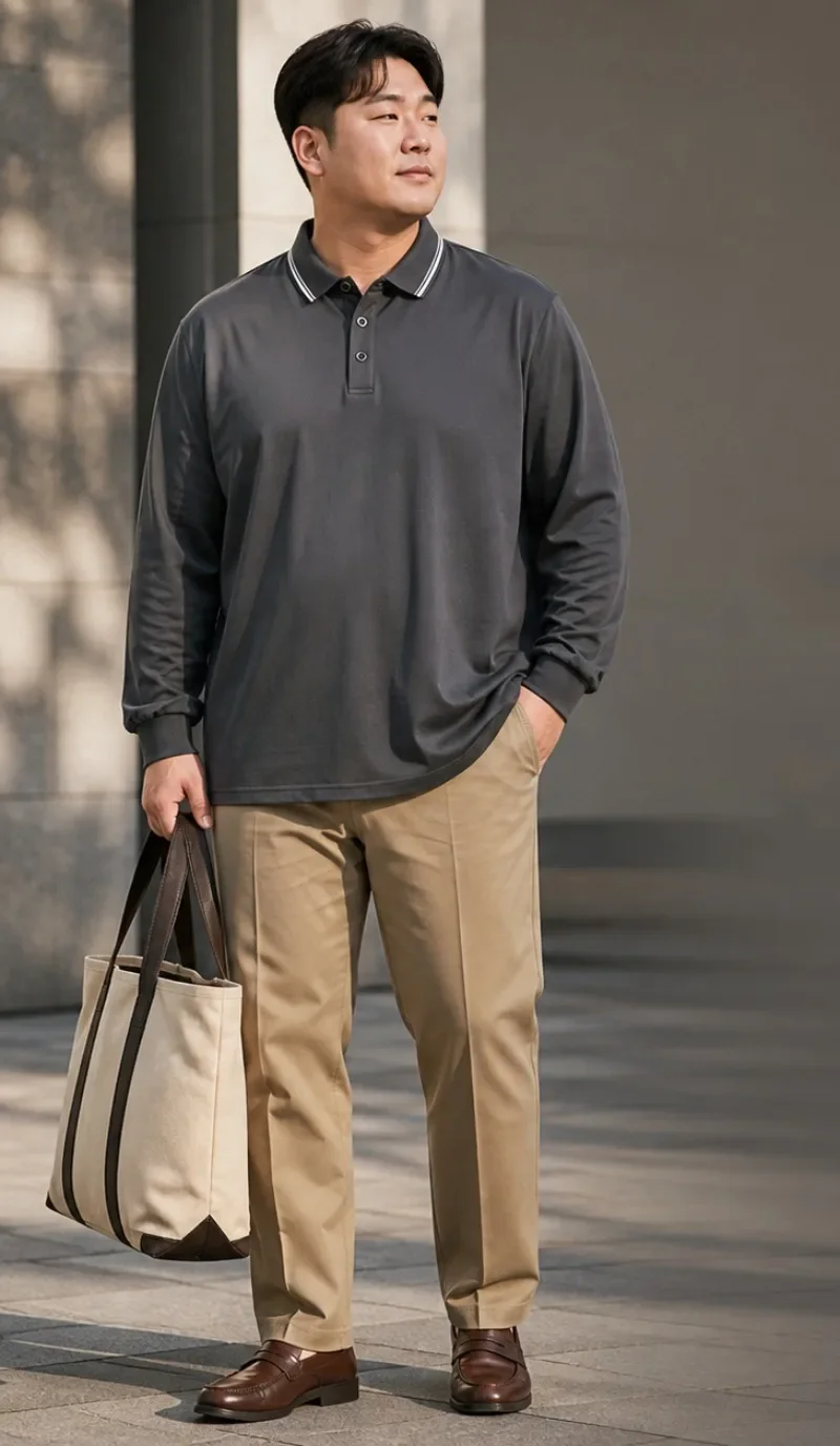 Übergrößen Herren Langarm Poloshirts Herbst Winter Polos 5XL 6XL 7XL 100-175kg Lose Übergroße Oberteile Große Größen Herrenbekleidung 3XL – Detail 6