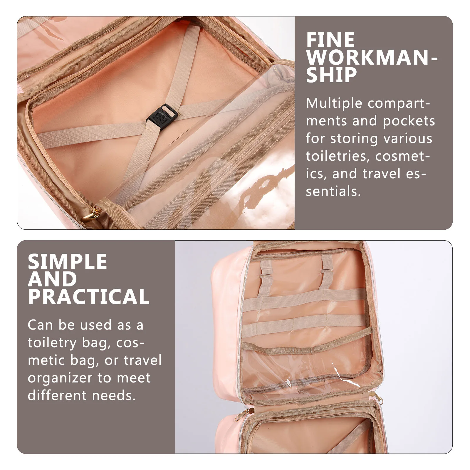 

Waterproof Toiletry Bag Storage Set Travel Lotus Color Hanging Hook ganizer Pu Cube Storage Travel Toiletries