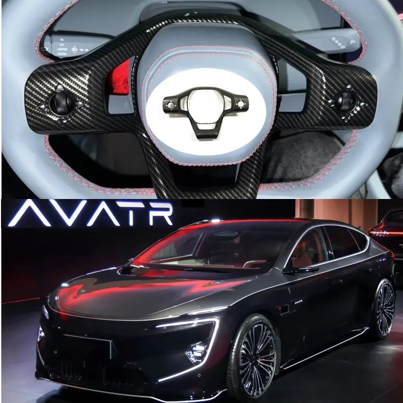 

For AVATR 12 2023 2024 2025 Accessories Car ABS Carbon Fiber Steering Wheel Trim Cover Sticker Styling
