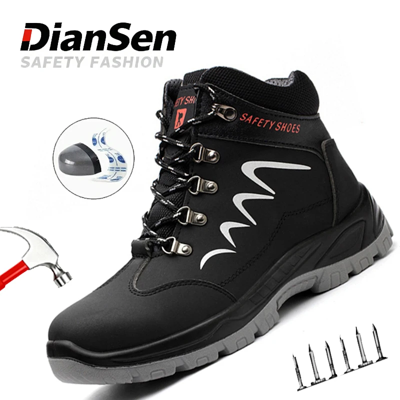 

Men's Safety Shoes Steel Toe Indestructible Industrial Shoes Anti-smash Protective Shoes High Top Waterproof Slip Resistant Boo