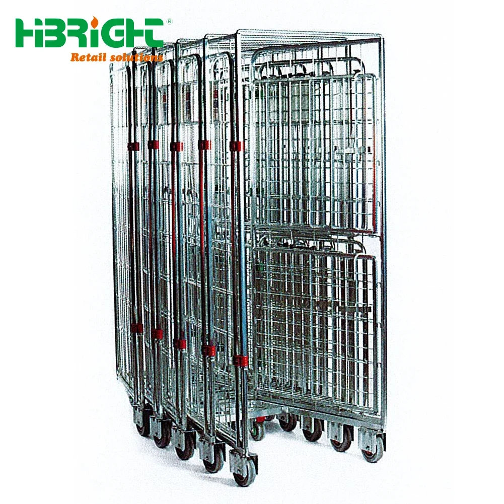 4 Sided Secure Supermarket Warehouse Cargo Industry Steel Storage Roll Cage