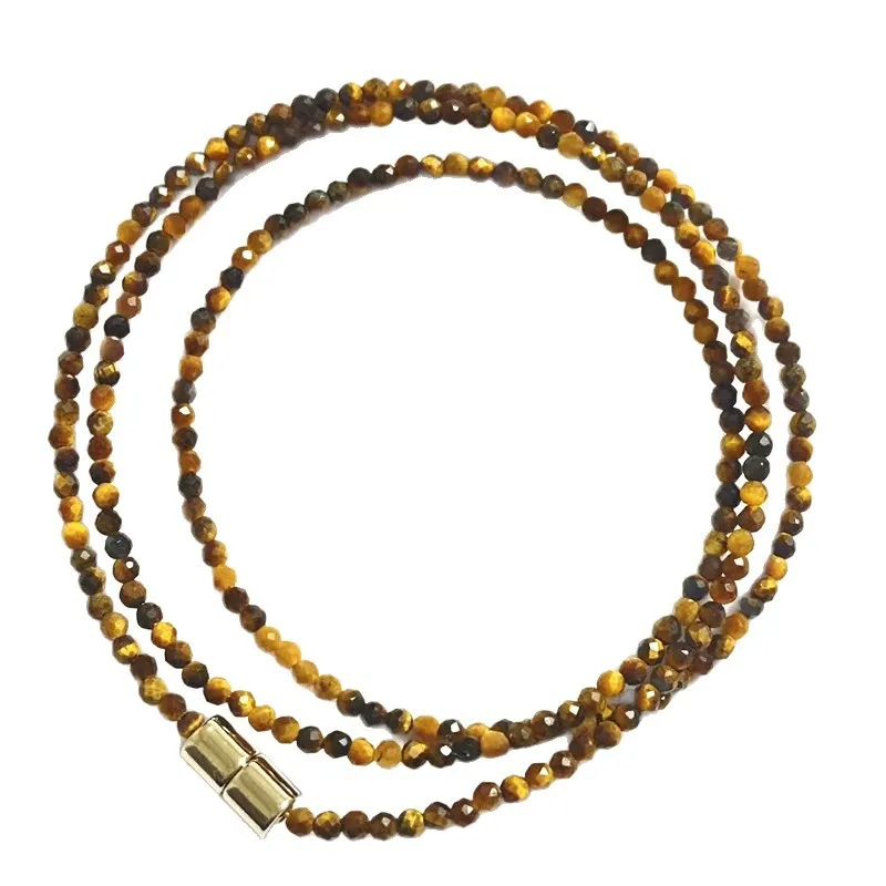 Natural Tiger's‑Eye Small Bead Multi‑Loop Bracelet Fashion Stackable Beaded Bracelet Best Friend Gift Crystal Jewelry Wholesale
