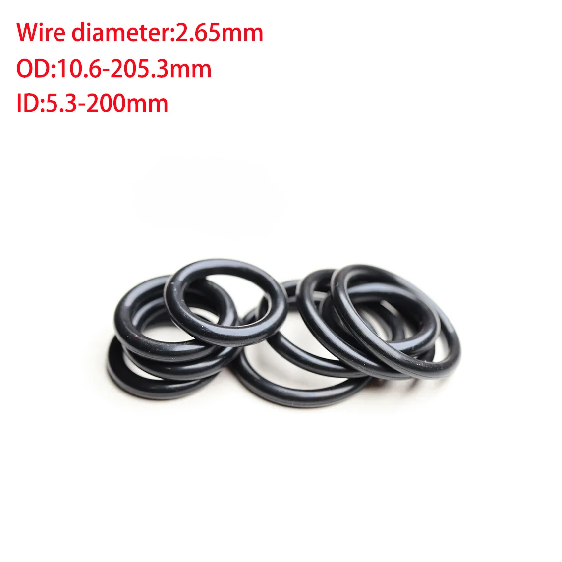 O-Type Ring Seal Gasket CS 2.65mm ID 5.3~200mm OD10.6~205.3mm EPDM Rubber Insulated Waterproof Washer Round Shape Nontoxic Black