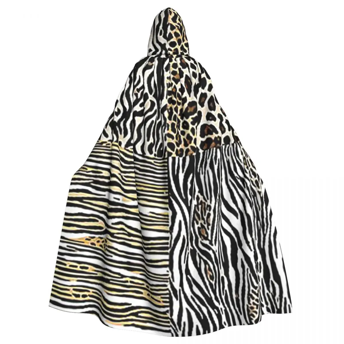 アニマルプリントコンボロングフード付きマント魔女中世衣装コスプレケープハロウィンコート大人ユニセックス