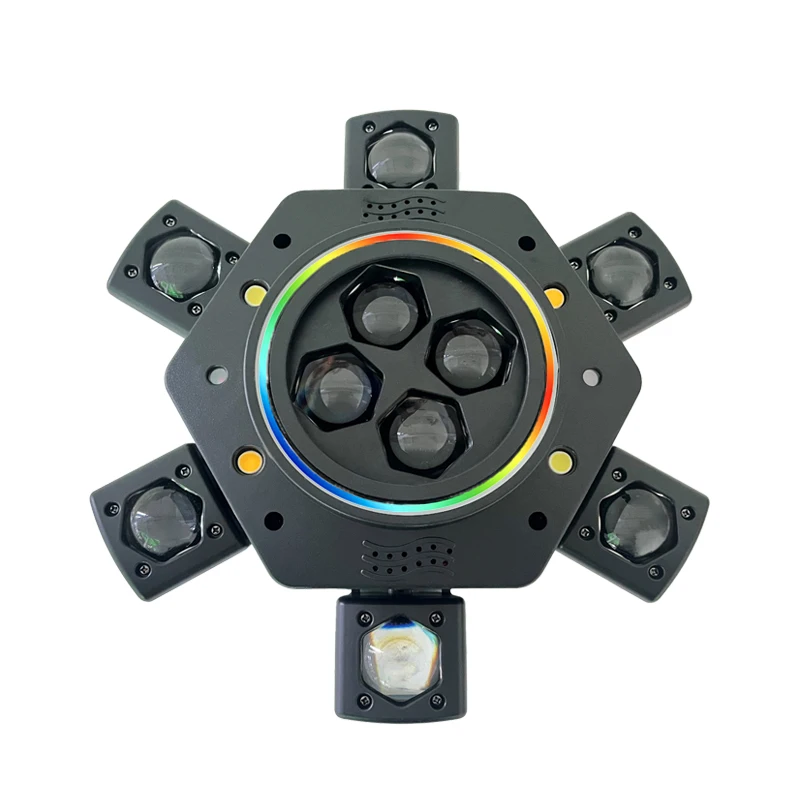 

150 Вт, 6 рычагов, подвижный луч, пульт дистанционного управления, красочные узоры, стробоскоп, лазерное DMX, сценическое освещение для DJ, дискотеки, караоке, вечеринки