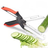 Kitchen Vegetable Scissors and Food Cutter Knife 2-in-1 Multifunction Cutting Board Shears Knifes for Veggies Fruits Meat Fish