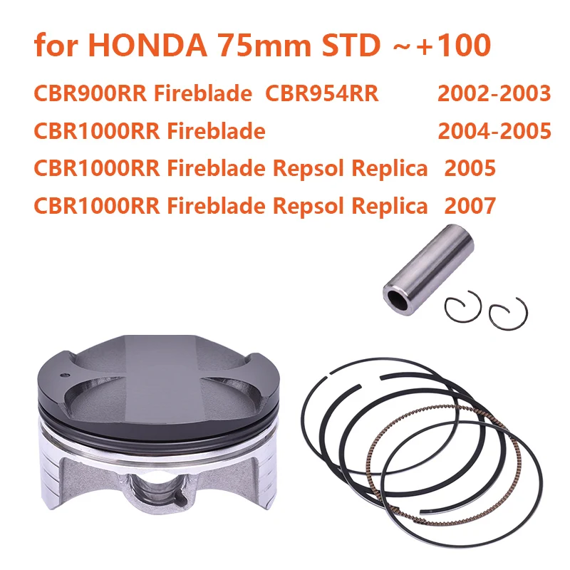 

75mm STD ~+100 Motorcycle Parts Piston Rings Set for Honda CBR900RR CBR1000RR CBR 900 1000 Fireblade Repsol Replica CBR954RR