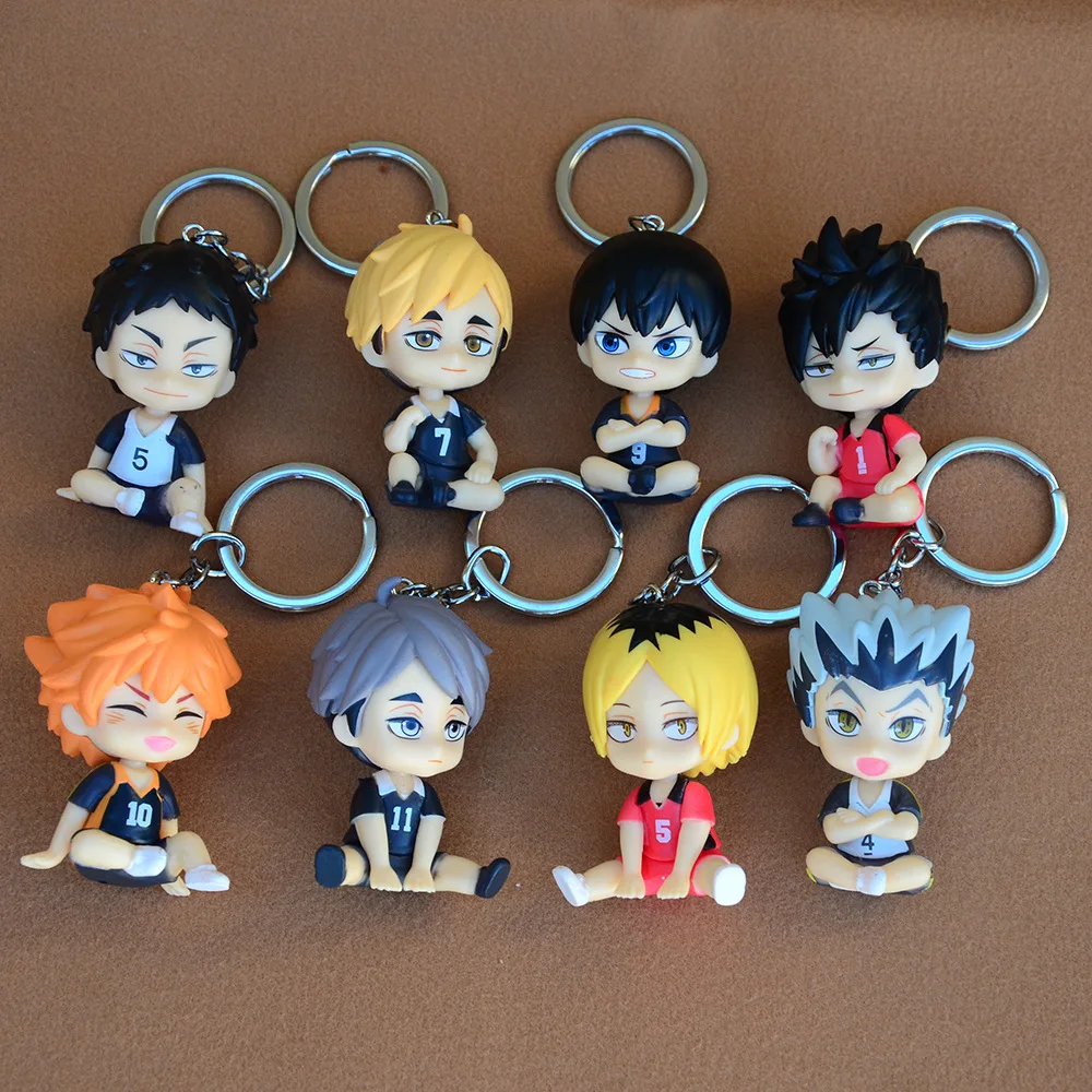 5cm Haikyuu!!! Brelok do kluczy z figurką anime Mini śpiący Hinata Shoyo Tobio Kageyama Lalka Śliczny siatkówka Junior Brelok do kluczy Ozdoba