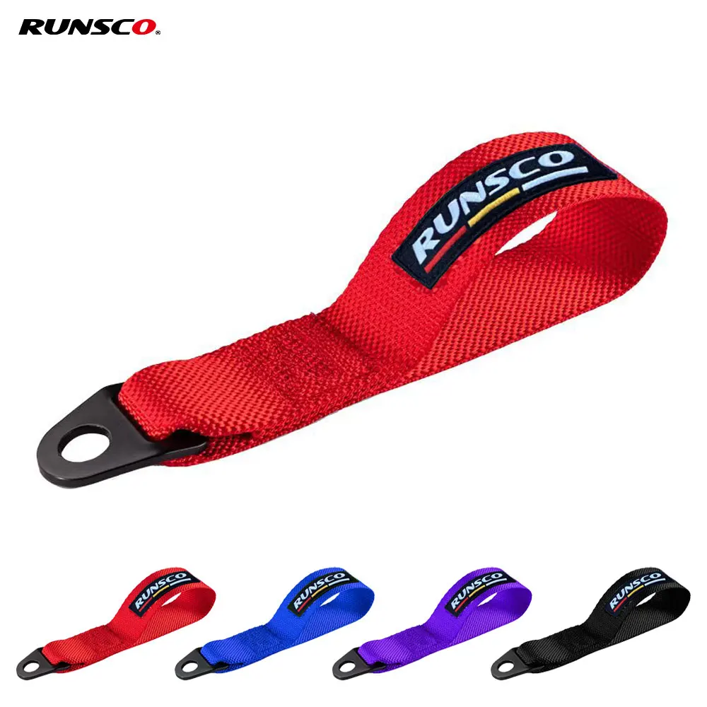 Runsco Performance Tow Strap Steel Hook Strength Nylon Tow Hook Ropes Car Trailer Towing Strap