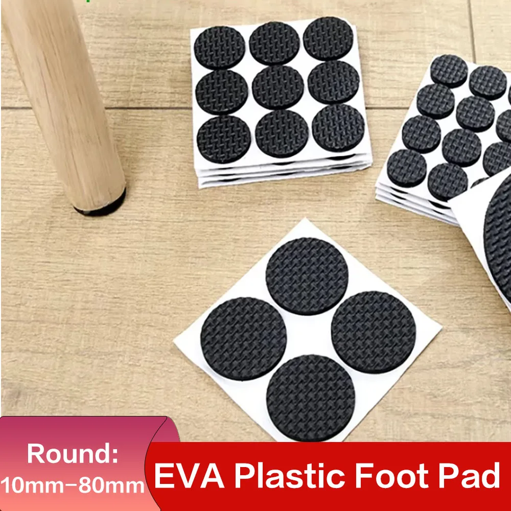 Round/Square EVA Plastic Foot Pad Silent Anti Slip Table Chair Pad  Wear-Resistant Protective Pad Floor Sticker Thick 4mm