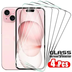 4PCS 풀 커버 강화 유리 화면 보호기 iPhone 15 14 13 12 11 Pro Max 보호 유리 iPhone 14 15 16 Pro Max