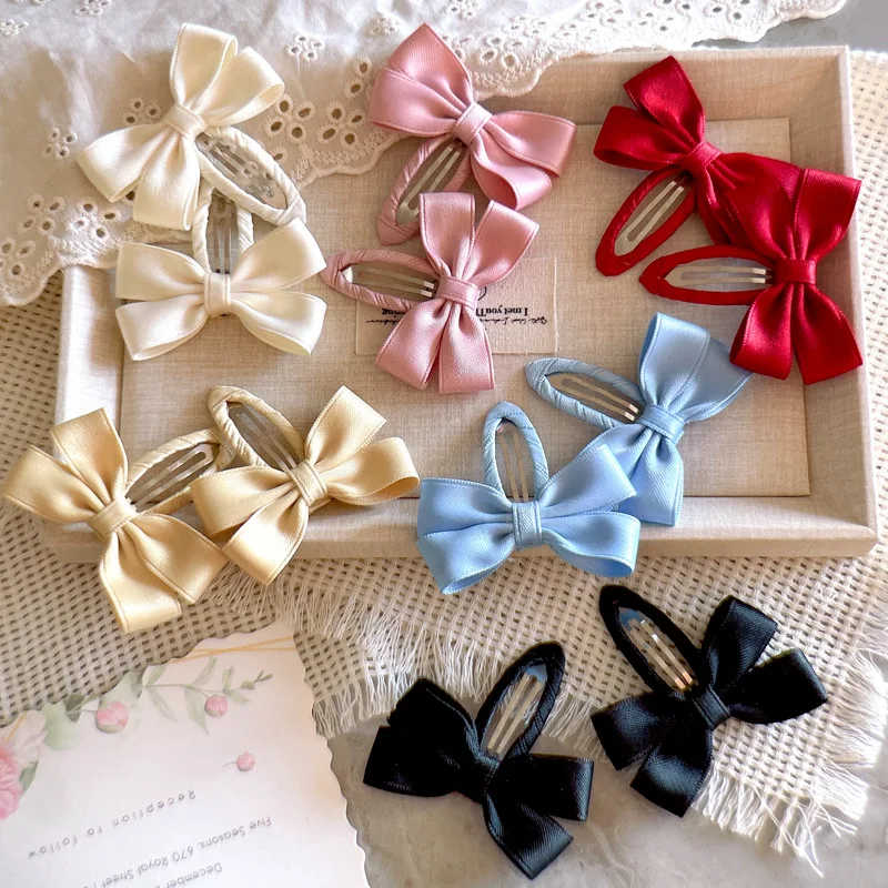 

Cotton Ribbon Hairpin 2025 New Children's Sweet and Cute Hairclips Baby Girl's Simple Bow Solid Color Side Bangs Hair Clips