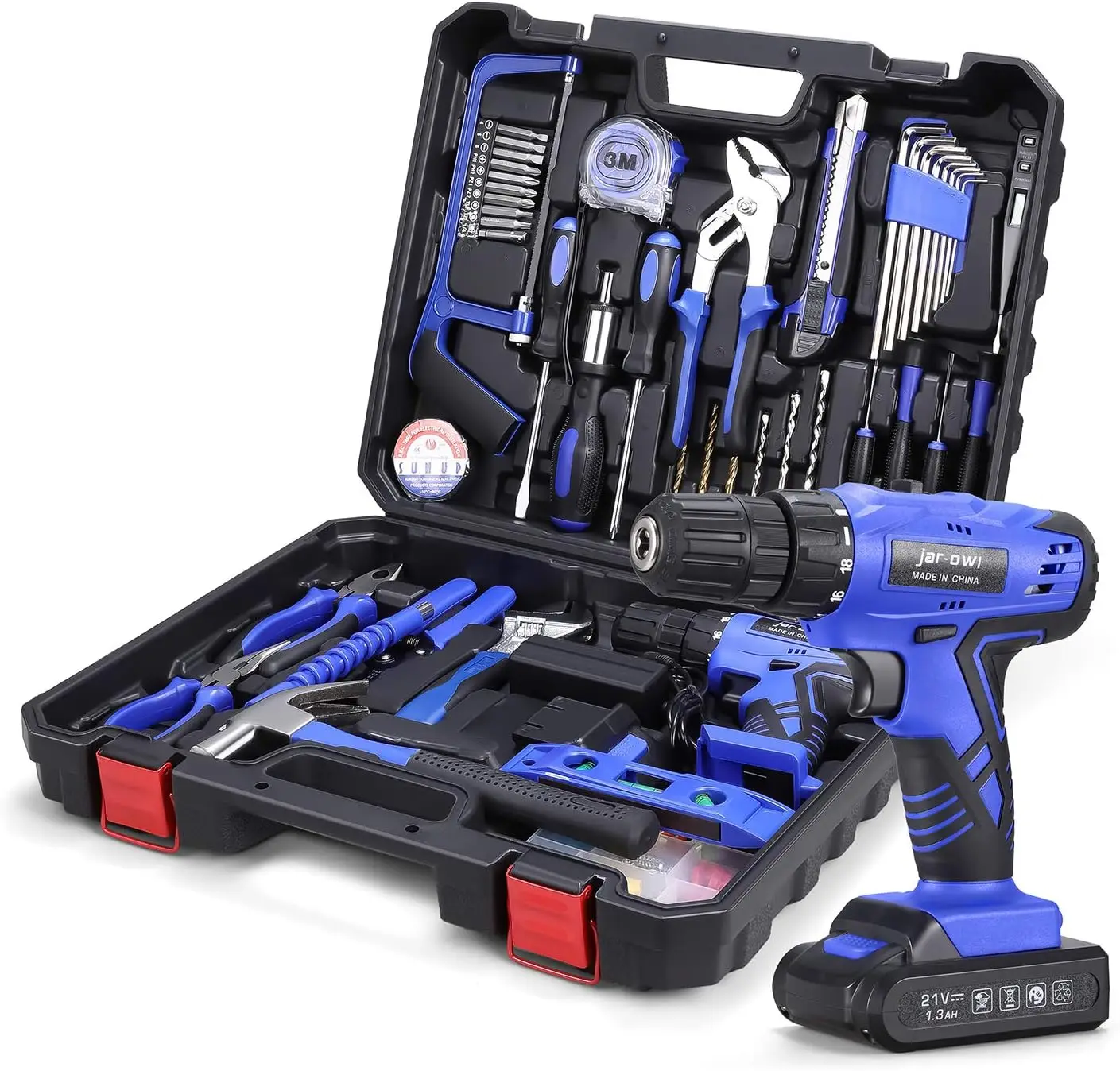 Piece Power Tool Combo Kits With 21V Cordless Drill, Professional Household Home Tool Kit Set With Diy Hand Tool Kits For