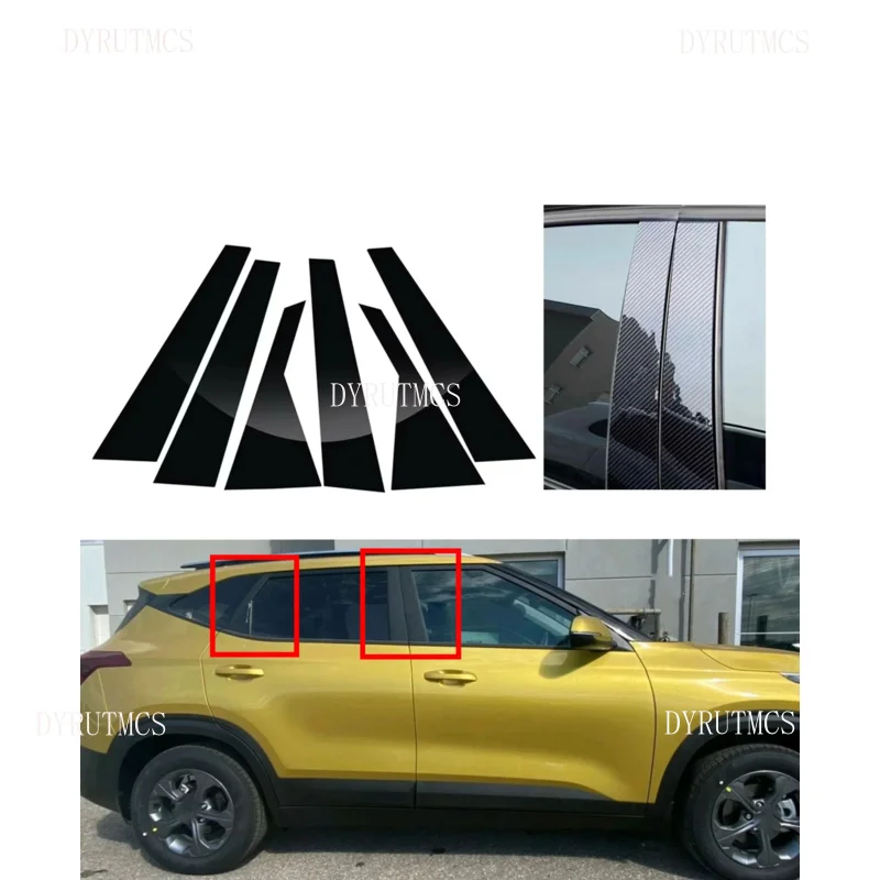 

Fit For KIA Seltos 2020 2021 2022 2023 Car Door Pillar Posts Decal Window Sticker Trim Cover Accessories Decoration Glossy Black