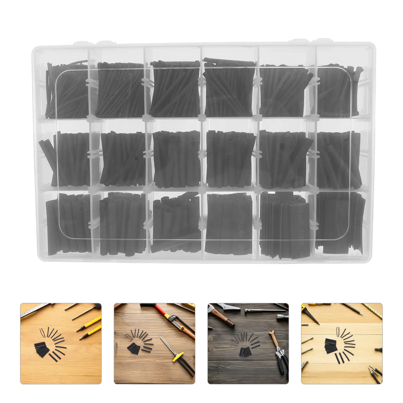 900Pcs Heat Shrink Electrical Wire Tubing Black Flexible Heat Resistant Shrink Wrap Tubing Kit Cable Sleeve Cover Automotive