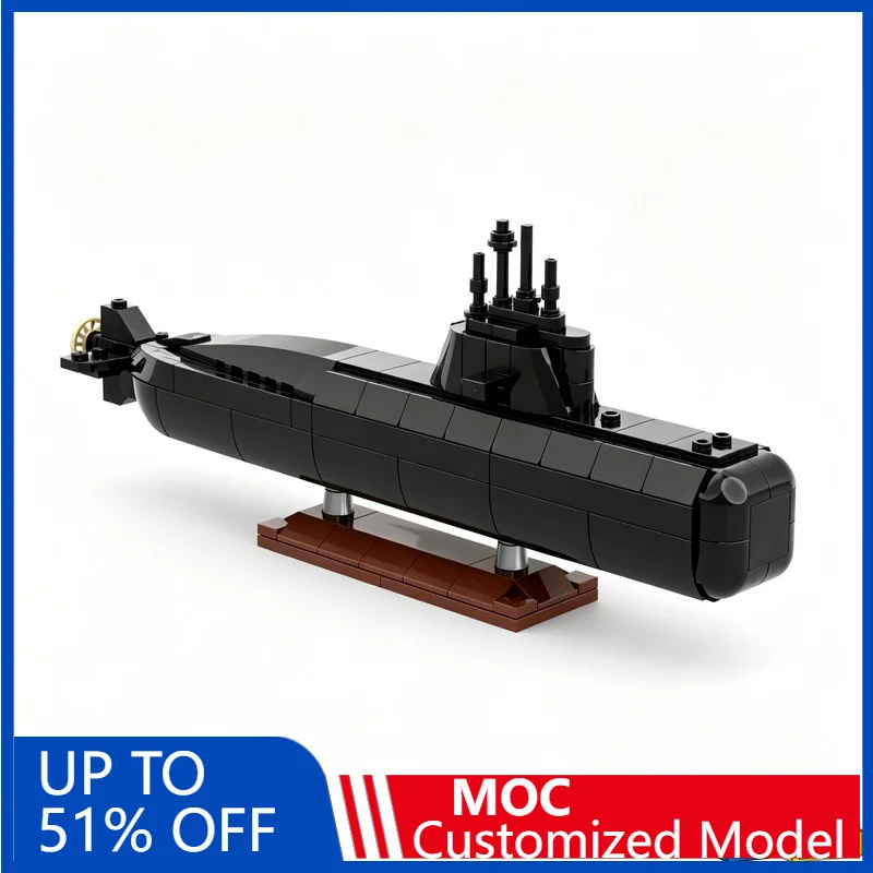 

223Pcs San Modify Submarine With Display Stand 1:260 Building Blocks Diy Educational Assembly Toy Naval Vessel Collection Gift