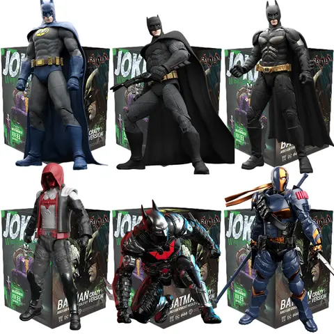 Originale Batman Arkham Knight JOKER V8.04 1970 DARK KINGHT Deathstroke Cappuccio Rosso Blocchi di Mattoni Action Figure Modello Giocattoli della Bambola