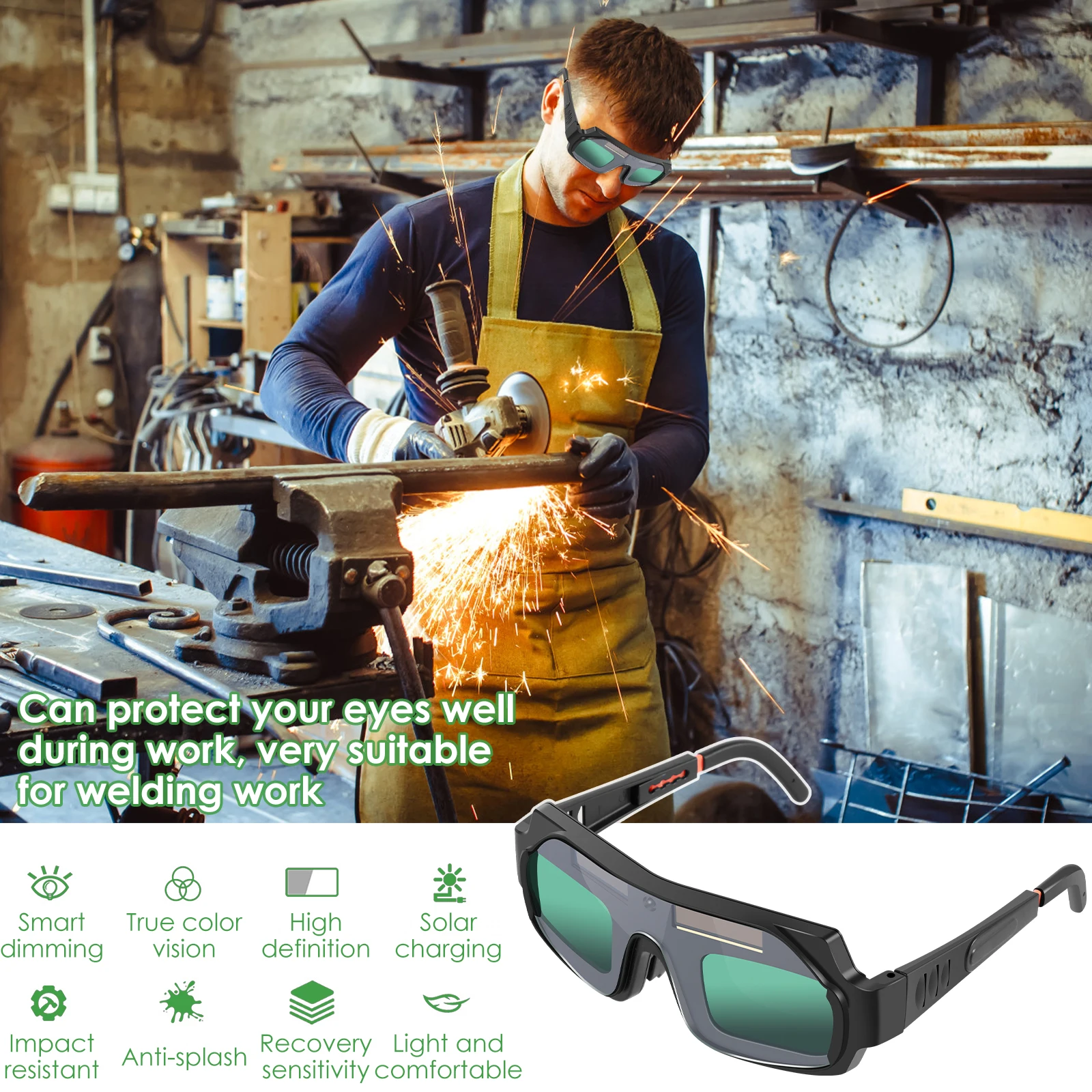 Auto Dimming  Welding Glasses Solar Powered Welding Goggles Protective Safety Anti-Glare Welding Eye LCD Glasses Accessories