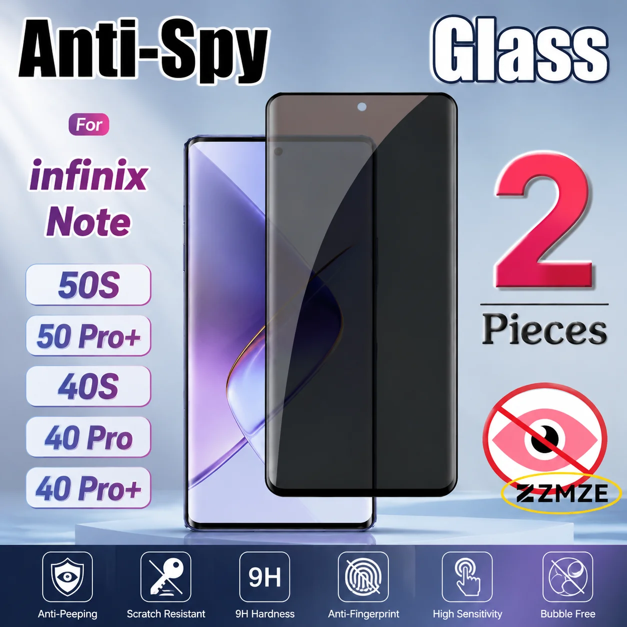 2 Pcs For infinix Note 40S 40 Pro+ Series Anti Peeping Screen Protector For infinix Note 50 Pro+ 50S Privacy Tempered Glass Film
