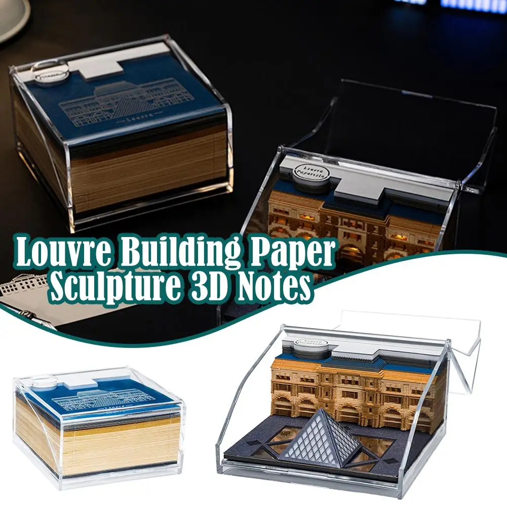 3D Notepad Louvre Three-Dimensional Memo Pad Paper Notes 2025 Calendar With Light Kawaii Desk Accessories Birthday Gift