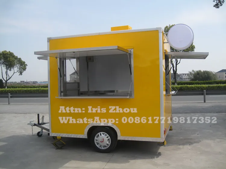 Venda imperdível carrinho de comida móvel com display de propaganda carrinho de comida para reboque de comida para venda
