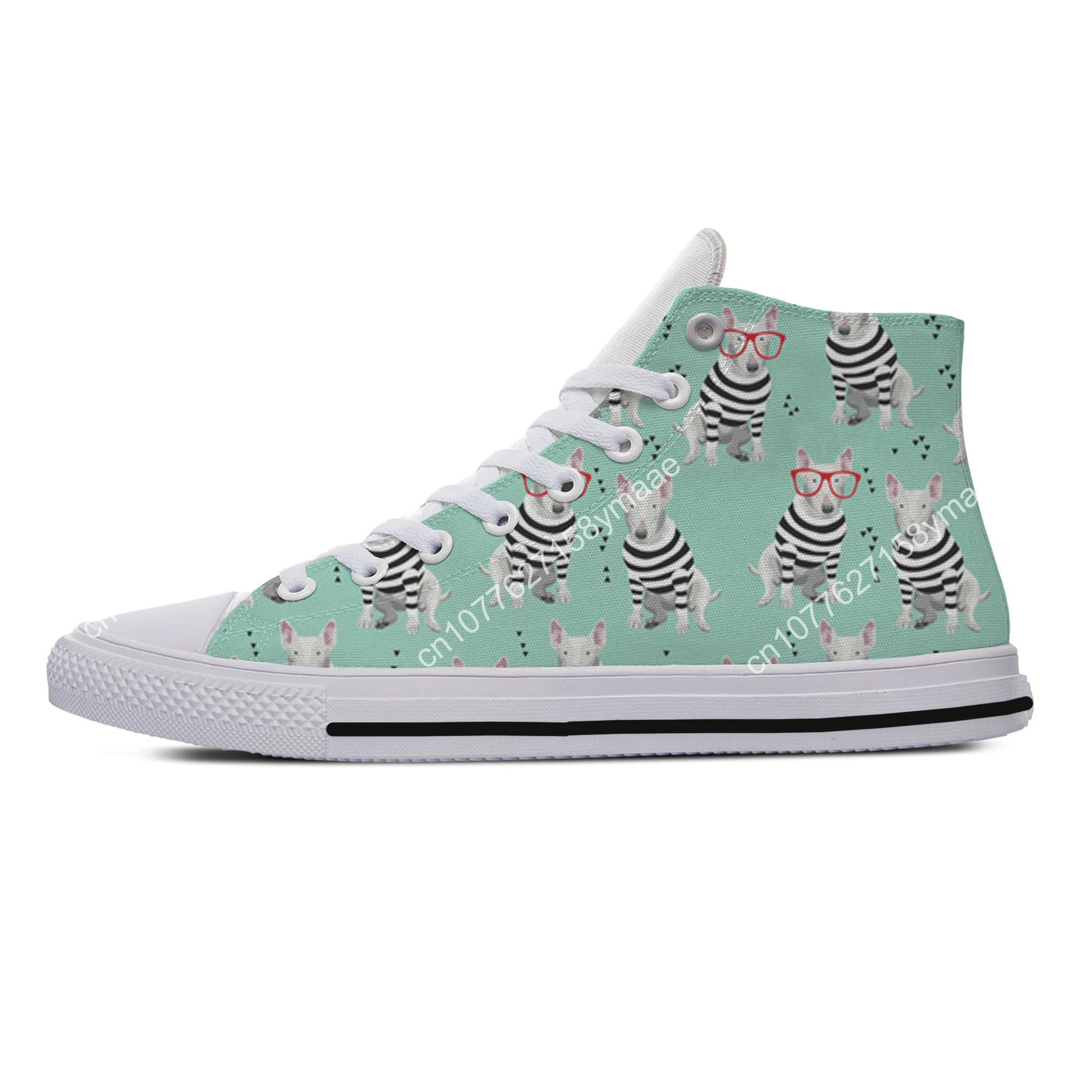 Hot Cool Summer Cute Bull Terriers Animal Pets Dog Kawaii High Top Canvas Shoes Men Women Casual Sneakers Fashion Board Shoes