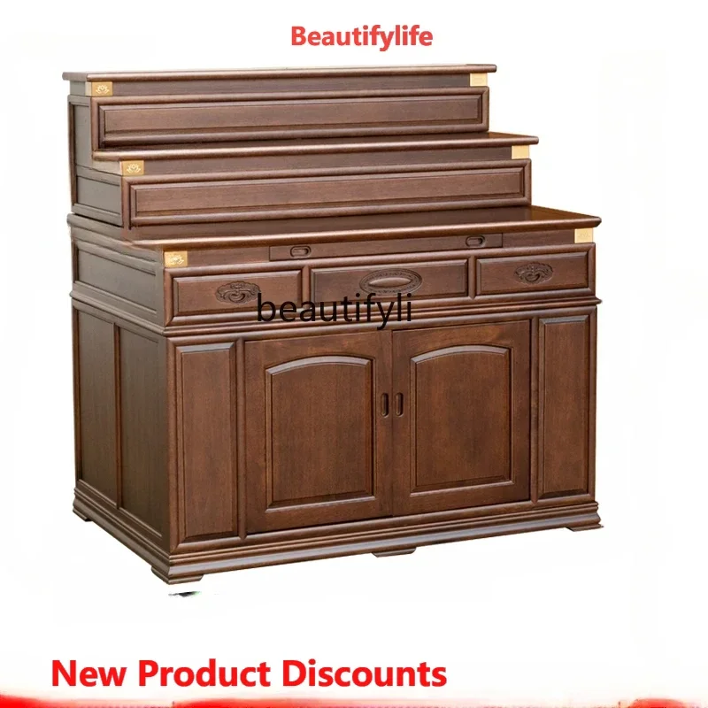 

S Solid Wood 3-Layer Altar Household Incense Desk Buddha Table Step-Type Altar Buddha Cabinet furniture