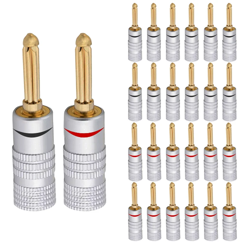 

10/40/200Pcs BANANA PLUGS 24K Gold-plated 4MM Banana Connector With Screw Lock For Audio Jack Speaker Plugs